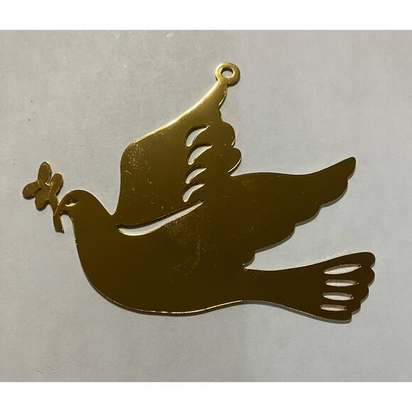 Brass Ornament Dove of Peace Gloria Duchin Modern Minimalist Dove Christmas VTG - Picture 7 of 9